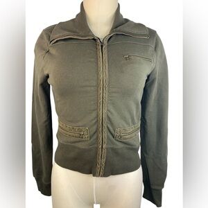 LOFT Olive Full Zip Up Bomber Jacket Women’s Small